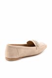 Bambi Bej Süet  Kadın Loafer Ayakkabi K01839216102