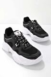 Bambi Siyah Beyaz  Kadın Sneaker K01876014309
