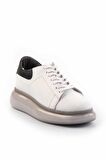 Beyaz Siyah Hakiki Deri Kadın Sneaker K01902525403
