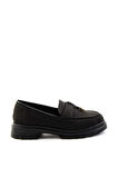 Siyah Keten  Kadın Loafer Ayakkabı K01997010518