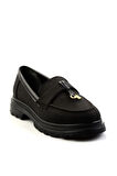 Siyah Keten  Kadın Loafer Ayakkabı K01997010518