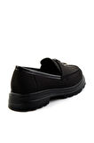 Siyah Keten  Kadın Loafer Ayakkabı K01997010518