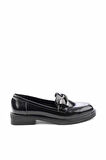 Siyah Kırışık Rugan  Kadın Loafer Ayakkabı K01997070108