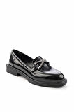 Siyah Kırışık Rugan  Kadın Loafer Ayakkabı K01997070108