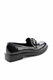 Siyah Kırışık Rugan  Kadın Loafer Ayakkabı K01997070108