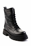 Siyah Hakiki Deri Kadın Bot & Bootie K02028600603