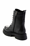Siyah Hakiki Deri Kadın Bot & Bootie K02028600603