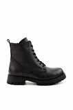 Siyah Hakiki Deri Kadın Bot & Bootie K02028700703