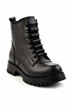 Siyah Hakiki Deri Kadın Bot & Bootie K02028800803