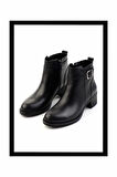 Siyah Hakiki Deri Kadın Bot & Bootie K02028500503