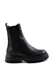 Siyah Hakiki Deri Kadın Bot & Bootie K02031302503