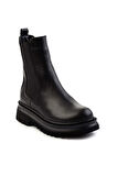 Siyah Hakiki Deri Kadın Bot & Bootie K02031305003