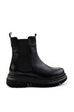 Siyah Hakiki Deri Kadın Bot & Bootie K02040450403