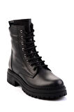 Siyah Hakiki Deri Kadın Bot & Bootie K02040451203