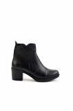 Siyah Hakiki Deri Kadın Bot & Bootie K02040451503