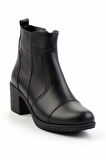 Siyah Hakiki Deri Kadın Bot & Bootie K02040451503