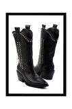 Siyah Hakiki Deri Kadın Bot & Bootie K02041200003