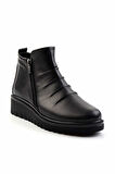Siyah Hakiki Deri Kadın Bot & Bootie K02045001603