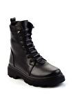 Siyah Hakiki Deri Kadın Bot & Bootie K02045002803