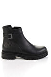 Siyah Siyah Hakiki Deri Kadın Bot & Bootie K02040500003