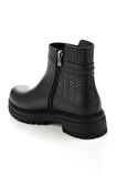 Siyah Siyah Hakiki Deri Kadın Bot & Bootie K02040500003