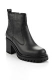 Siyah Siyah Hakiki Deri Kadın Bot & Bootie K02040500303
