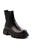 Siyah Hakiki Deri Kadın Bot & Bootie K02060050003
