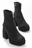 Bambi Siyah Süet  Kadın Bot & Bootie K02154170202