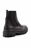 Siyah Hakiki Deri Kadın Bot & Bootie K02178001403