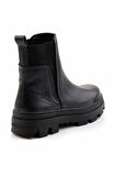Siyah Hakiki Deri Kadın Bot & Bootie K02179200603