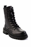 Siyah Hakiki Deri Kadın Bot & Bootie K02179752203