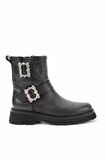 Bambi Siyah Hakiki Deri Kadın Bot & Bootie K02183930403
