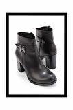 Siyah Hakiki Deri Kadın Bot & Bootie K02195101903