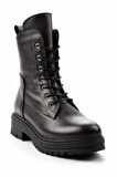 Siyah Hakiki Deri Kadın Bot & Bootie K02208020703