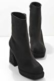 Bambi Siyah Süet  Kadın Bot & Bootie K02215290202