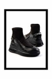 Siyah Streç  Kadın Bot & Bootie K02212042517