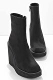 Bambi Siyah Süet  Kadın Bot & Bootie K02226100802