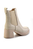 Bej Hakiki Deri Kadın Bot & Bootie K02274320503