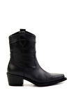 Siyah Hakiki Deri Kadın Bot & Bootie K02274325003