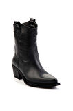 Siyah Hakiki Deri Kadın Bot & Bootie K02274325003