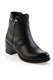 Siyah Hakiki Deri Kadın Bot & Bootie K02286701303