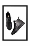 Siyah Hakiki Deri Kadın Bot & Bootie K02331190003