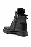 Siyah Hakiki Deri Kadın Bot & Bootie K02351137403