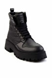 Siyah Hakiki Deri Kadın Bot & Bootie K02351320503