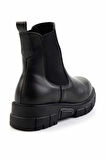 Siyah Hakiki Deri Kadın Bot & Bootie K02413041103