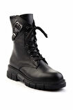 Siyah Hakiki Deri Kadın Bot & Bootie K02413041503