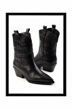Siyah Hakiki Deri Kadın Bot & Bootie K02415017503