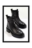 Siyah Hakiki Deri Kadın Bot & Bootie K02423018003