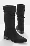 Bambi Siyah Süet  Kadın Bot & Bootie K02527282802