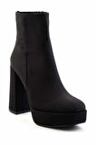 Mat Siyah Saten  Kadın Bot & Bootie K02527290438